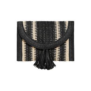 1888 Color Block Woven Clutch Bag Straw Fringe Flap Small Striped Boho